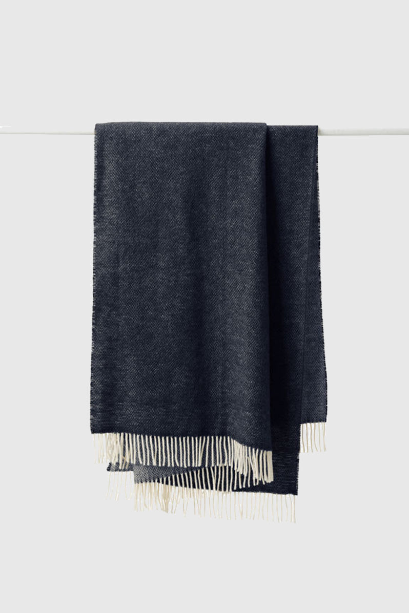 Wool Throw - Navy