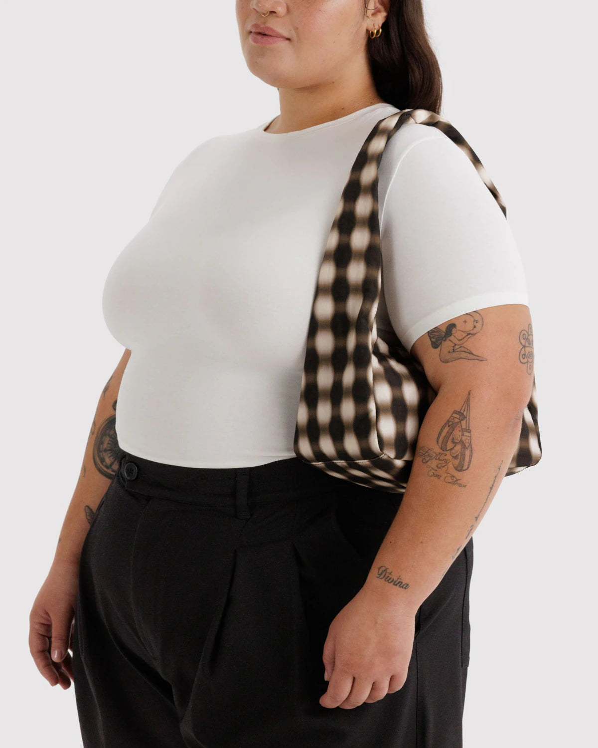Baggu | Small Nylon Meringue Bag - Blurred Brown Gingham