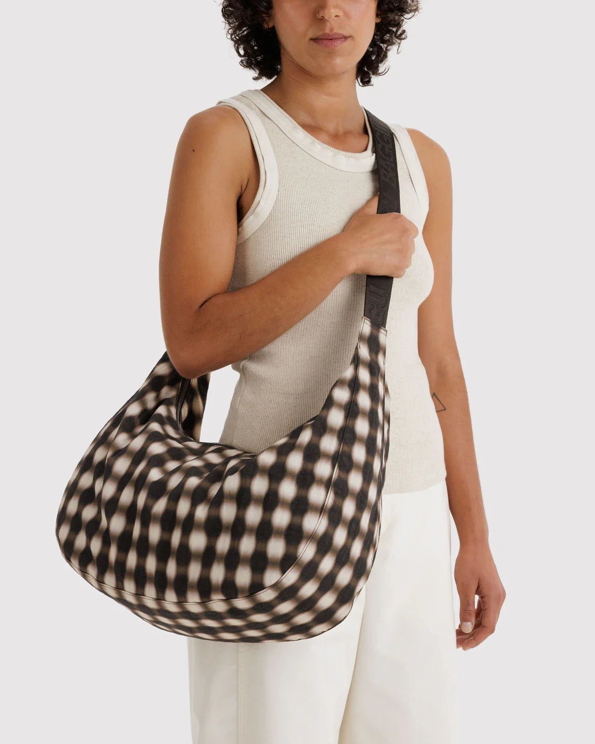 Otto's Corner Store - Baggu | Large Nylon Crescent Bag - Blurred Gingham Brown