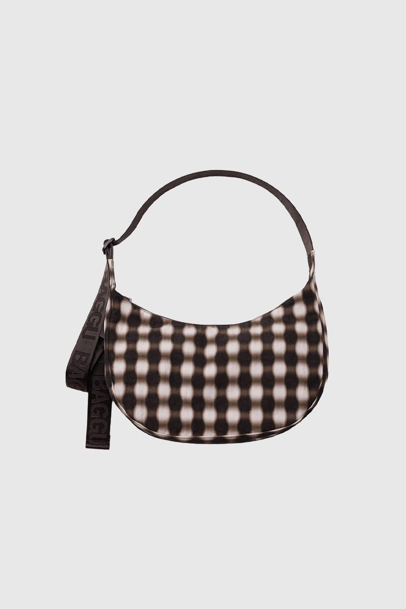 Otto's Corner Store - Baggu | Medium Nylon Crescent Bag - Blurred Gingham Brown