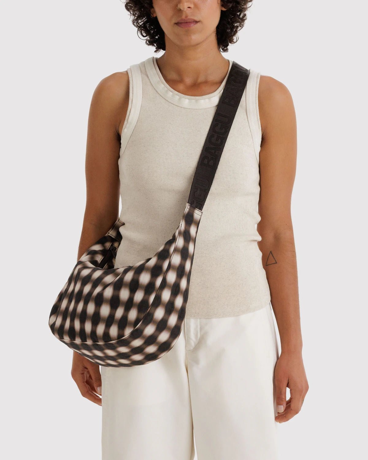 Otto's Corner Store - Baggu | Medium Nylon Crescent Bag - Blurred Gingham Brown