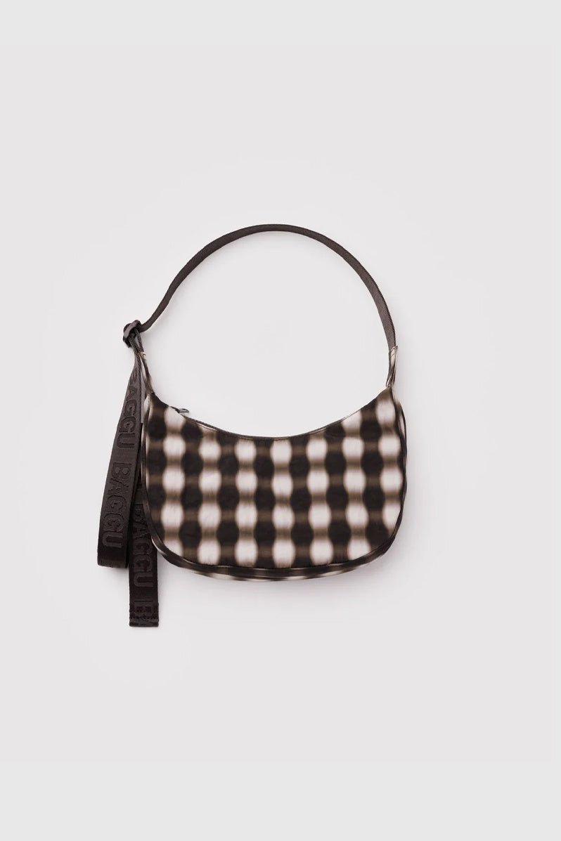 Otto's Corner Store - Baggu | Small Nylon Crescent Bag - Brown Blurred Gingham