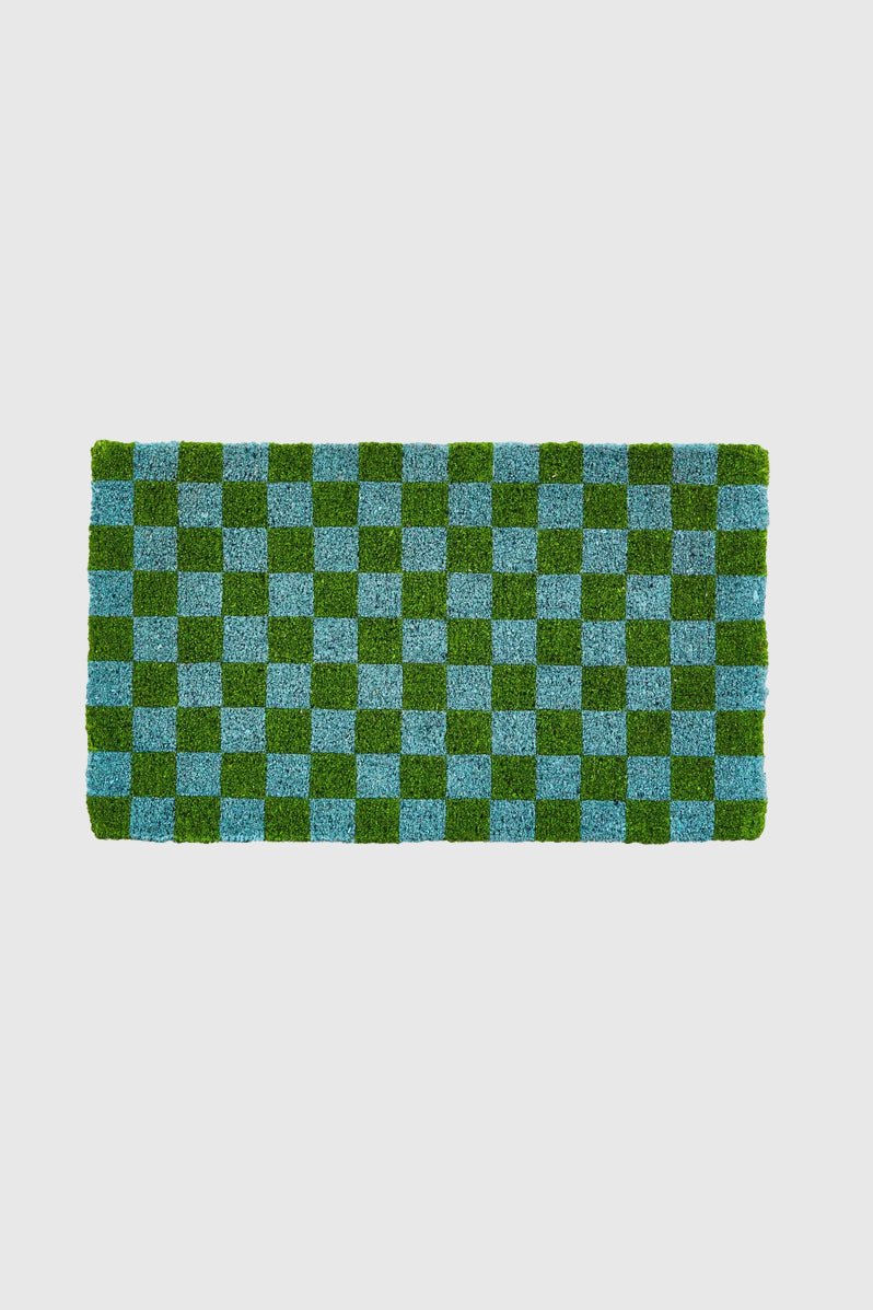 Otto's Corner Store - Checkers Door Mat - Blue Green