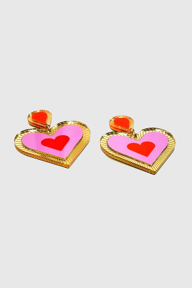 Otto's Corner Store - Clementine Statement Earrings - Fuchsia & Neon Red