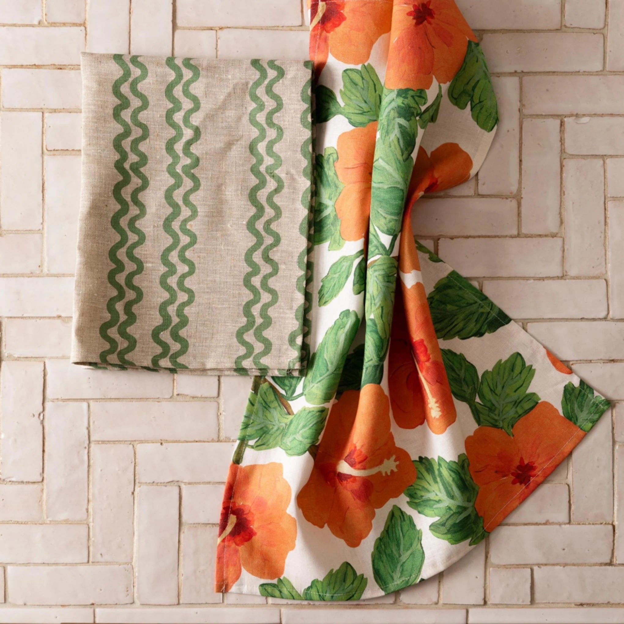 Otto's Corner Store - Double Waves Green Tea Towel