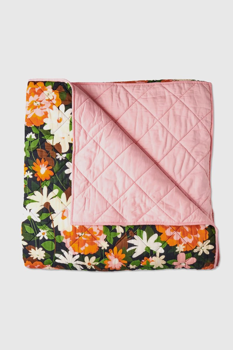 Otto's Corner Store - Dreamy Floral Organic Cotton Quilted Bedspread - Large