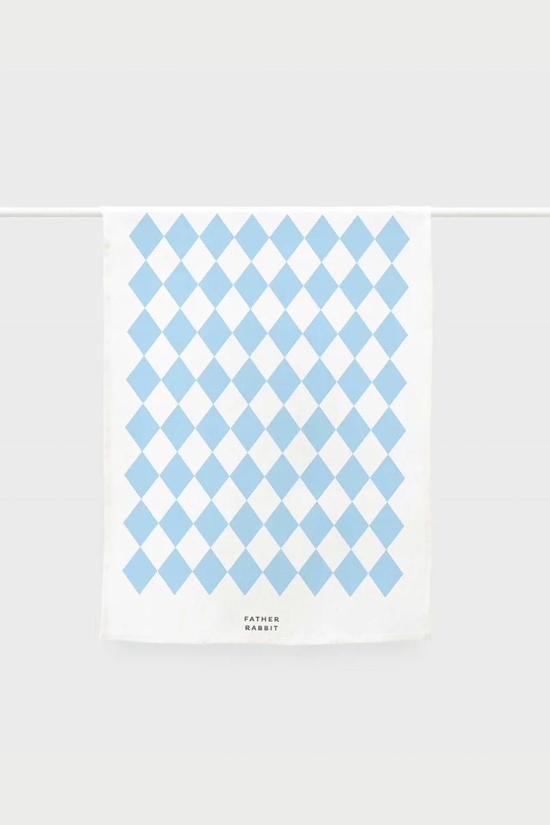 Otto's Corner Store - Father Rabbit | Tea Towel | Blue Diamonds