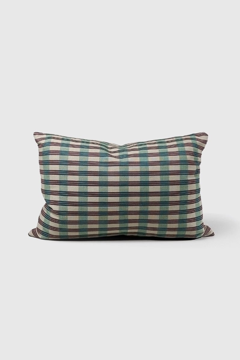 Otto's Corner Store - Folio Cushion w/ Duck Feather & Down Inner - Mint & Boysenberry