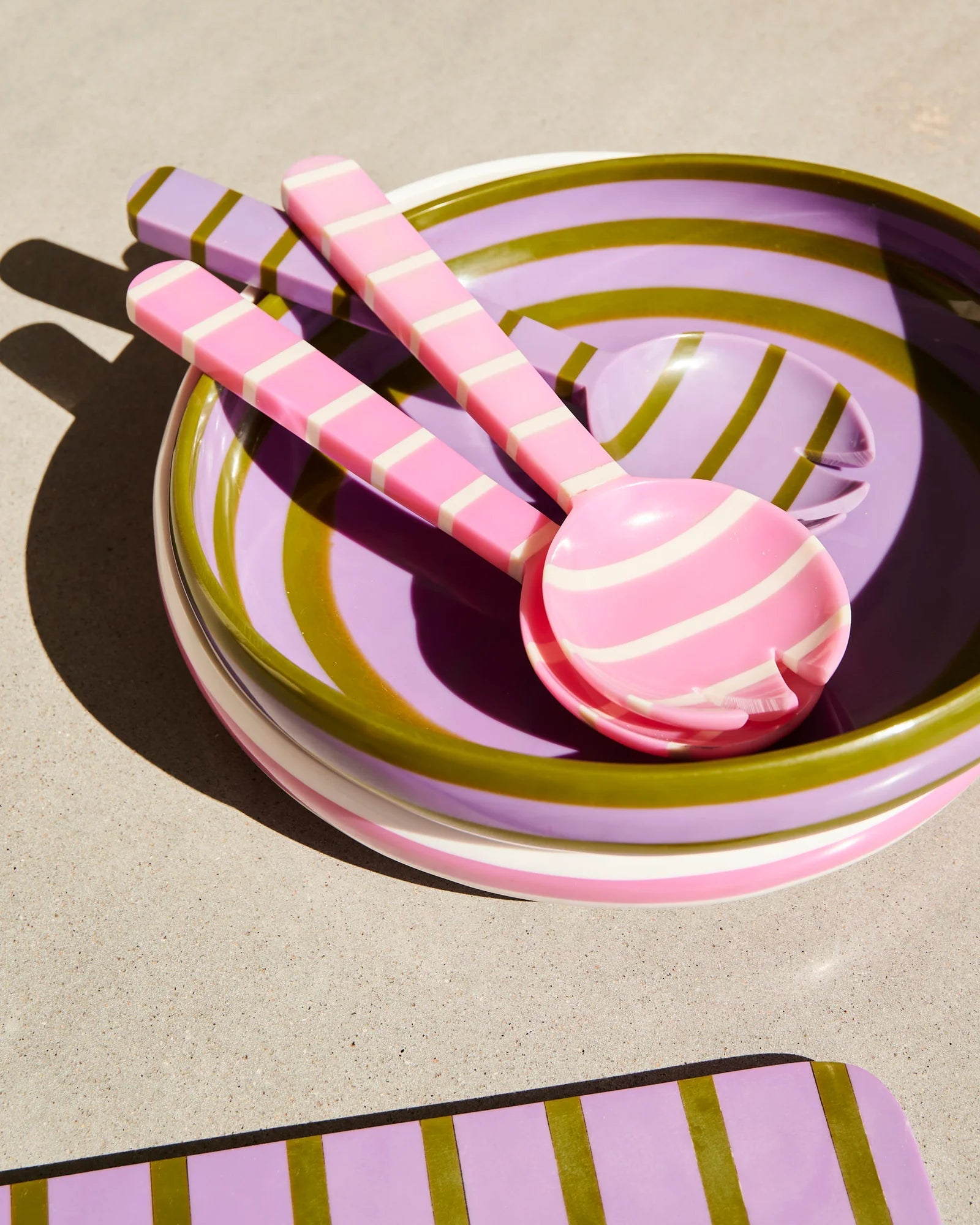 Otto's Corner Store - Gypsy Rose Stripe Resin Salad Servers