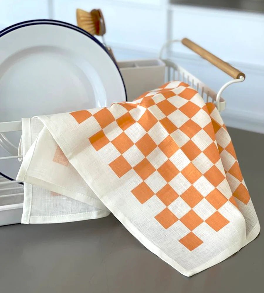 Otto's Corner Store - Lettuce | Tea Towel | Checkers Peach