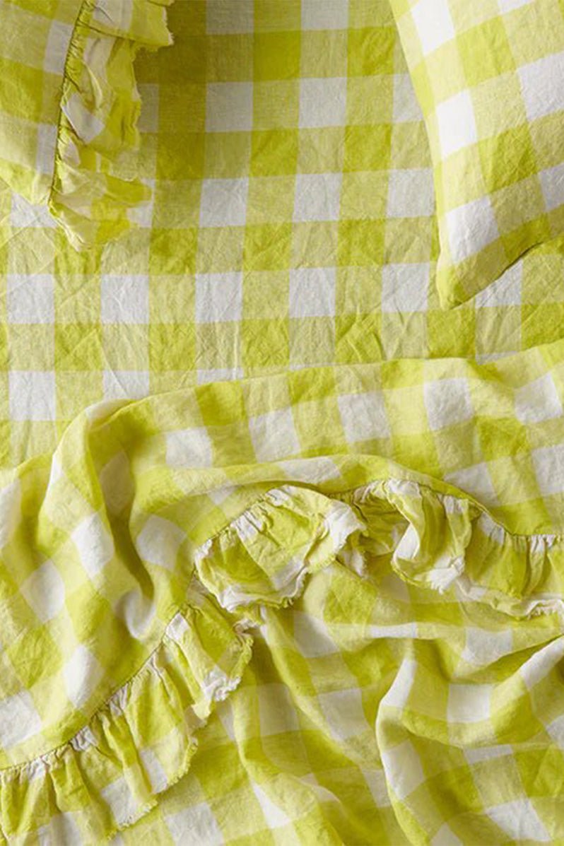 Otto's Corner Store - Limoncello Gingham Ruffle Flat Sheet