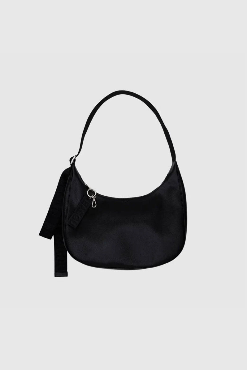 Otto's Corner Store - Medium Recycled Leather Crescent Bag - Black