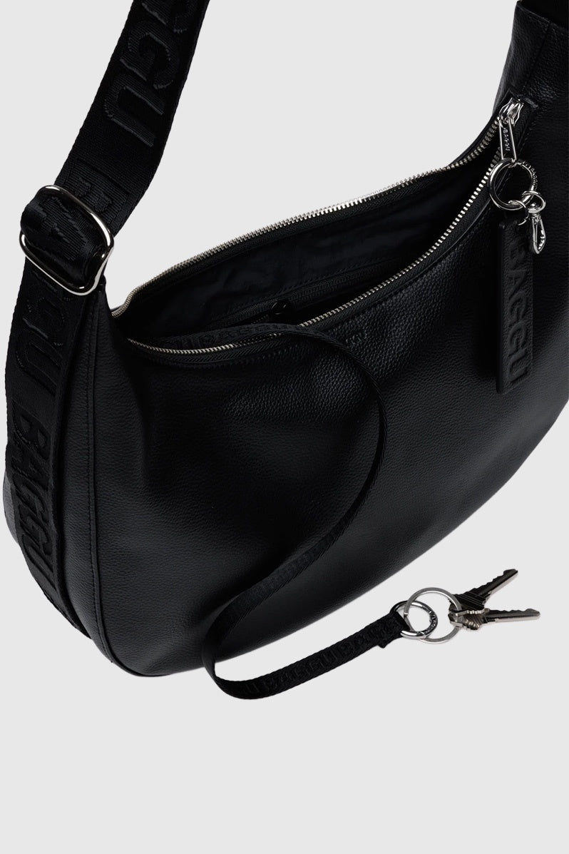 Otto's Corner Store - Medium Recycled Leather Crescent Bag - Black