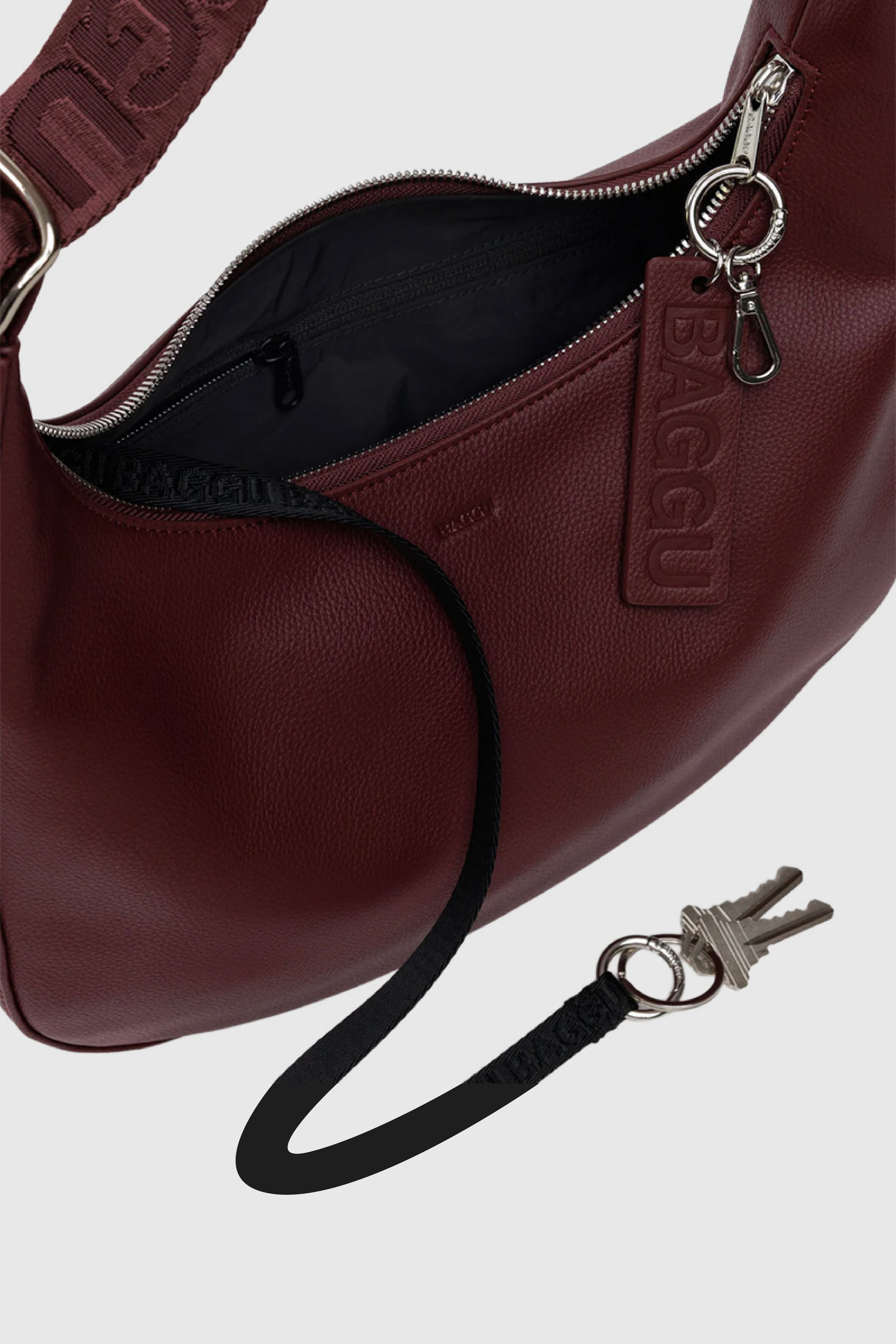 Otto's Corner Store - Medium Recycled Leather Crescent Bag - Mahogony