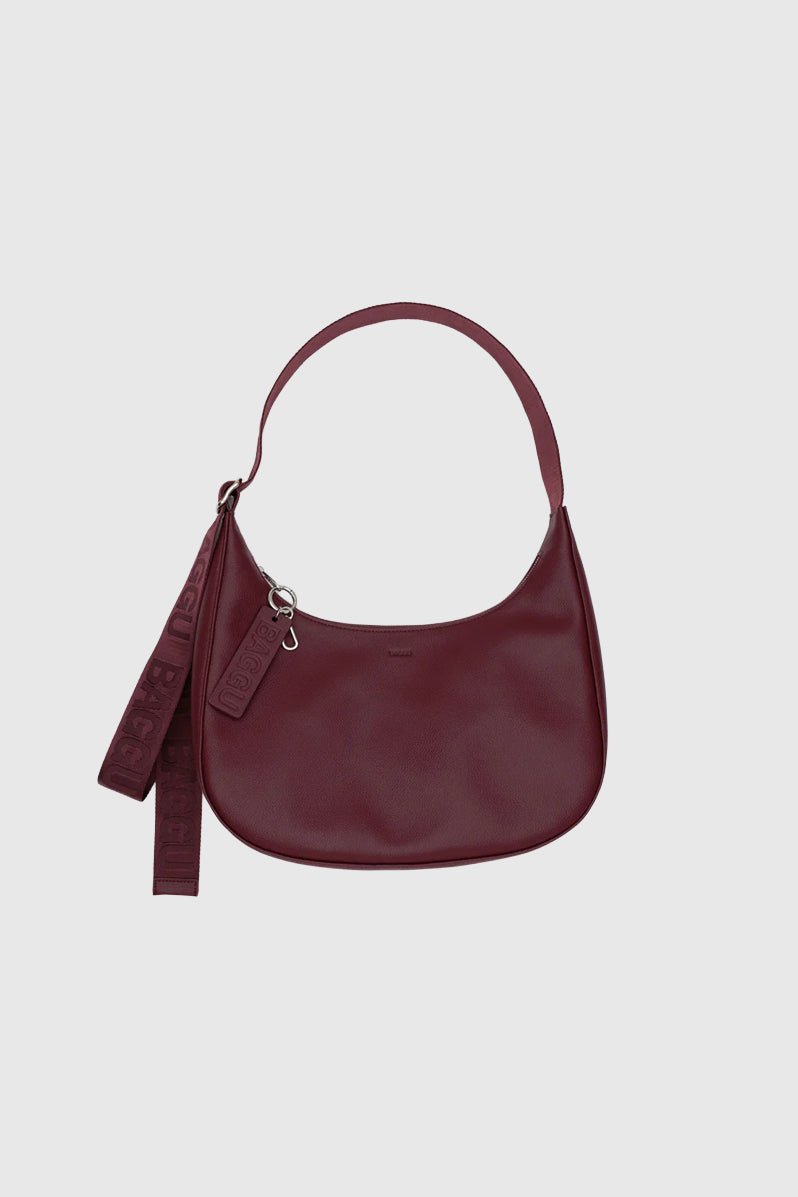 Otto's Corner Store - Medium Recycled Leather Crescent Bag - Mahogony