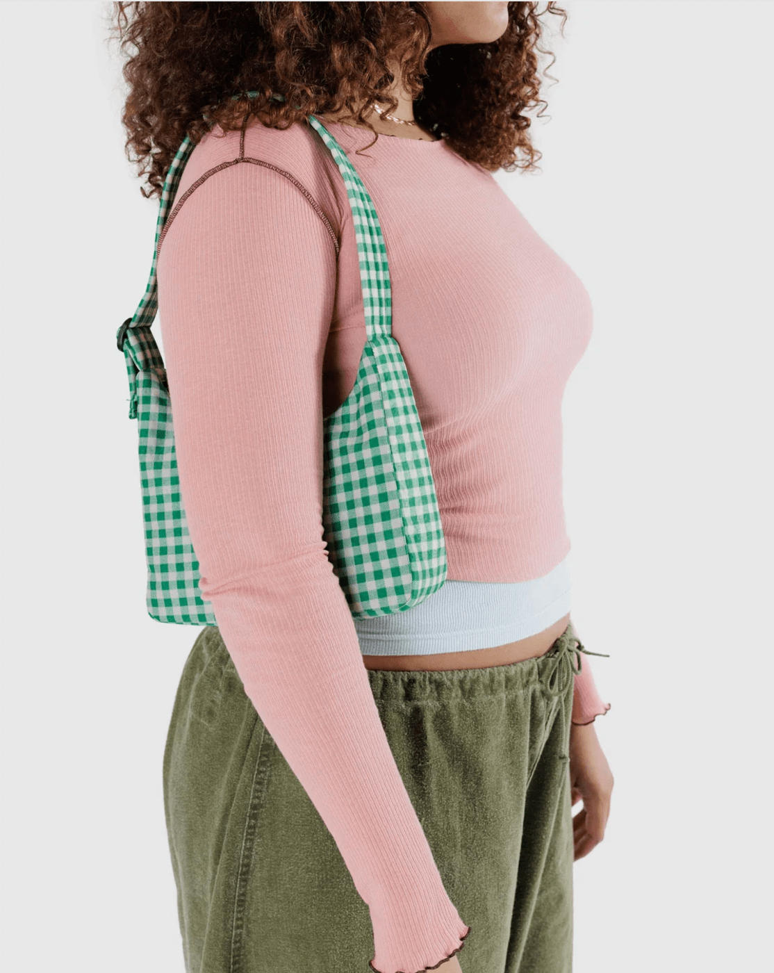 Otto's Corner Store - Mini Nylon Shoulder Bag - Green Gingham