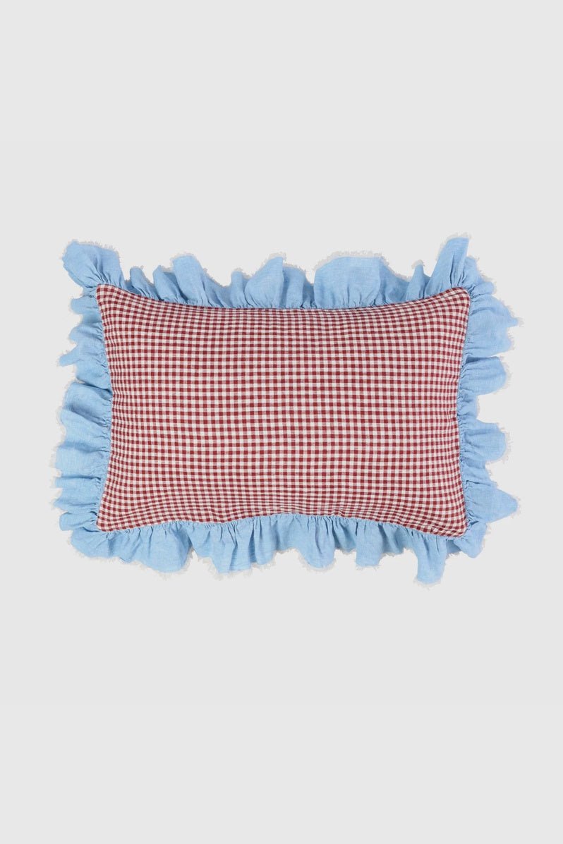 Otto's Corner Store - Mulberry Gingham Full Ruffle Pillowcase Sets