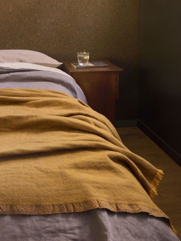 Otto's Corner Store - Oslo Lambswool Throw - Satsuma/Lupin