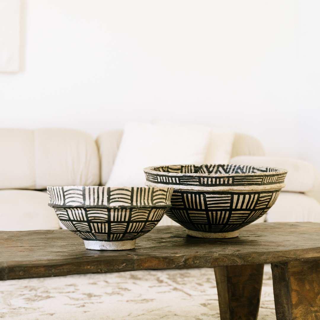 Otto's Corner Store - Paper Mache Bowl - Black and White