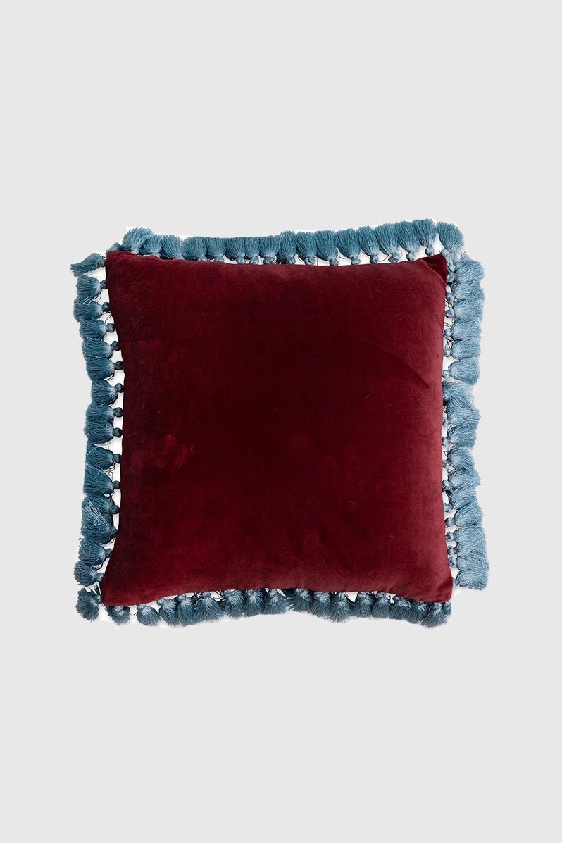 Otto's Corner Store - Pomegranate Velvet Tassel Cushion