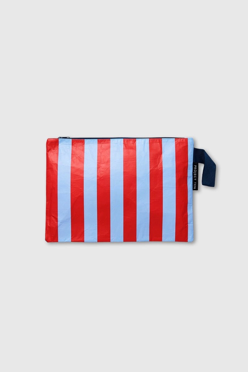 Otto's Corner Store - Red & Blue Stripe Large Zip Pouch