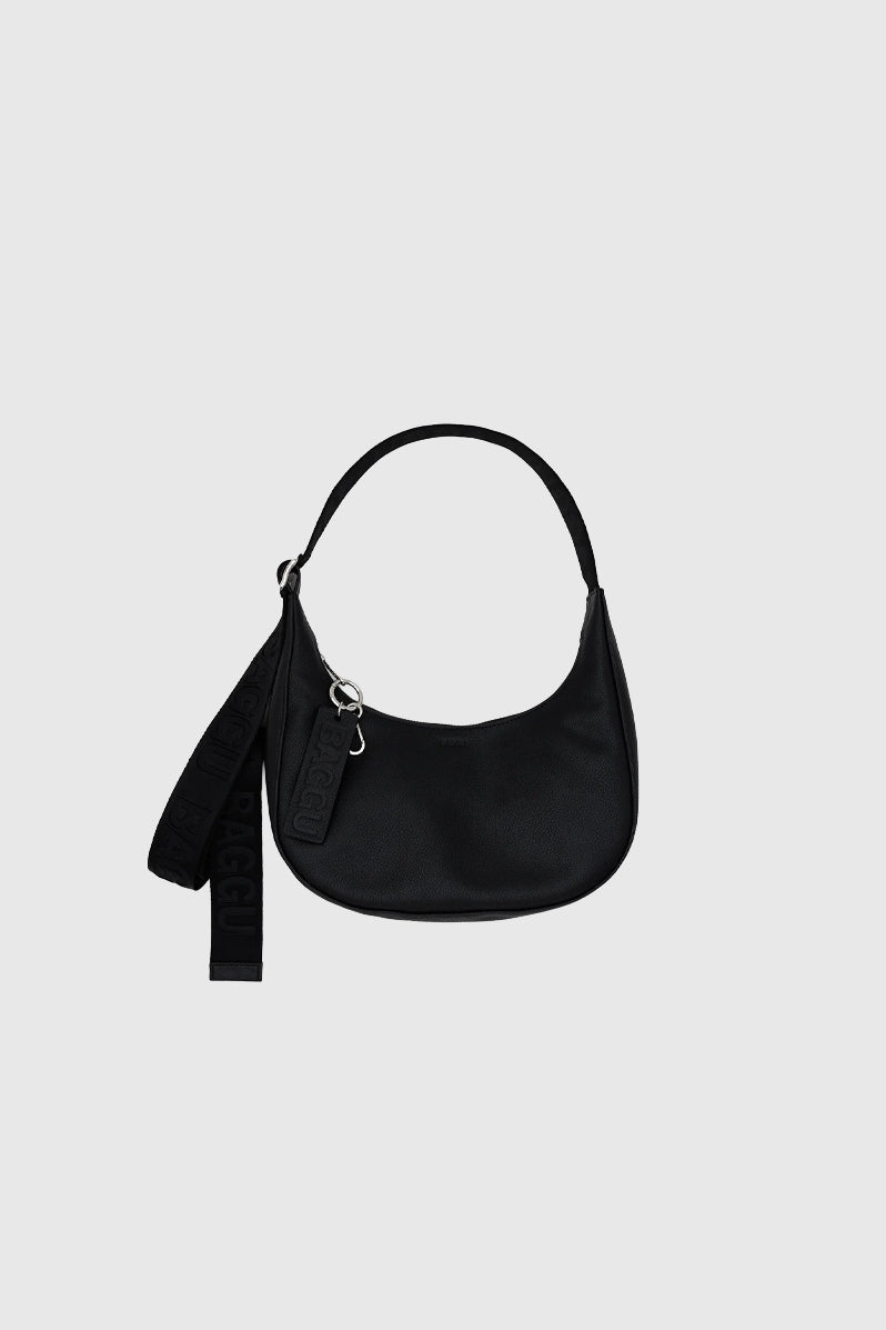 Otto's Corner Store - Small Recycled Leather Crescent Bag - Black