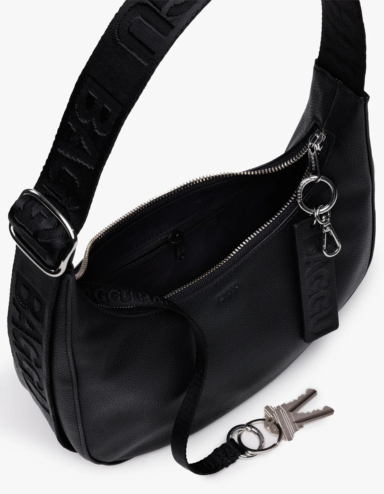 Otto's Corner Store - Small Recycled Leather Crescent Bag - Black