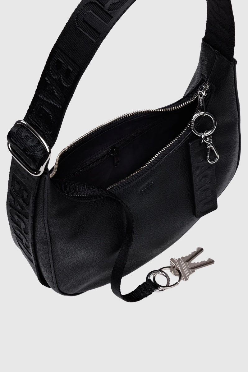 Otto's Corner Store - Small Recycled Leather Crescent Bag - Black