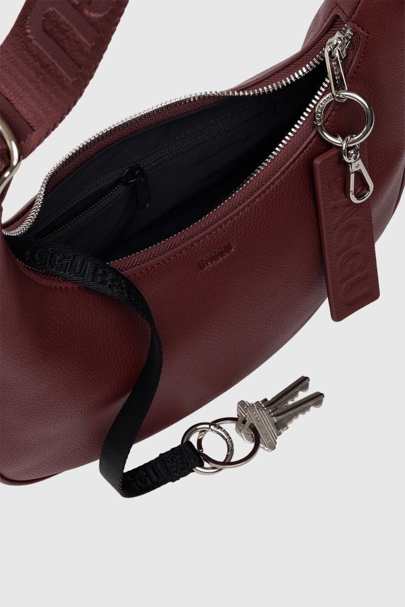 Otto's Corner Store - Small Recycled Leather Crescent Bag - Mahogony