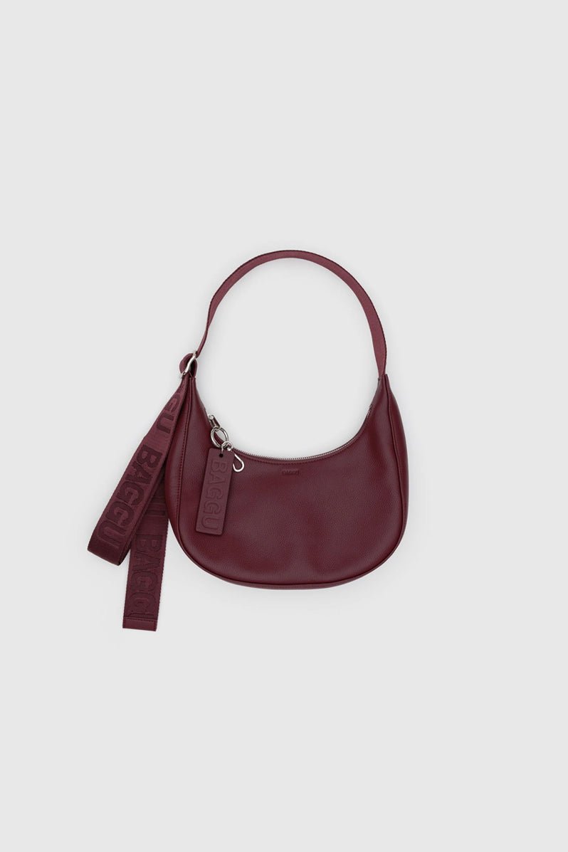 Otto's Corner Store - Small Recycled Leather Crescent Bag - Mahogony