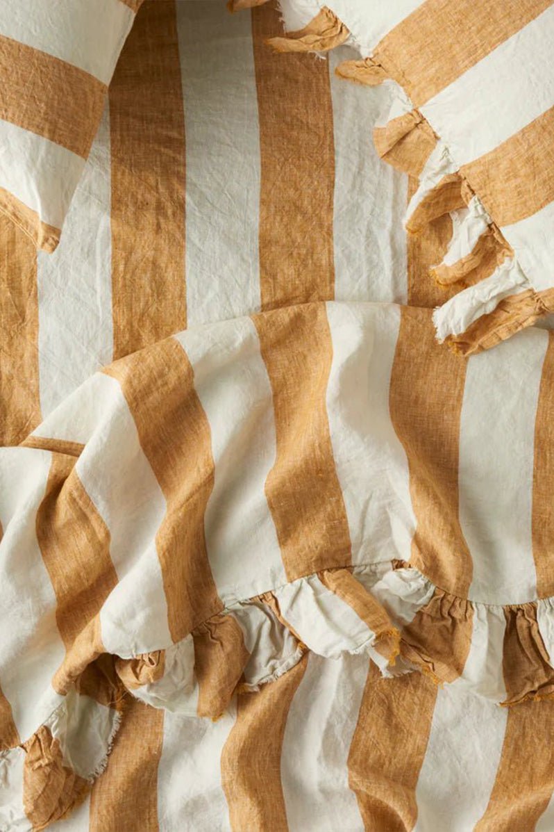 Otto's Corner Store - Turmeric Stripe Ruffle Flat Sheet