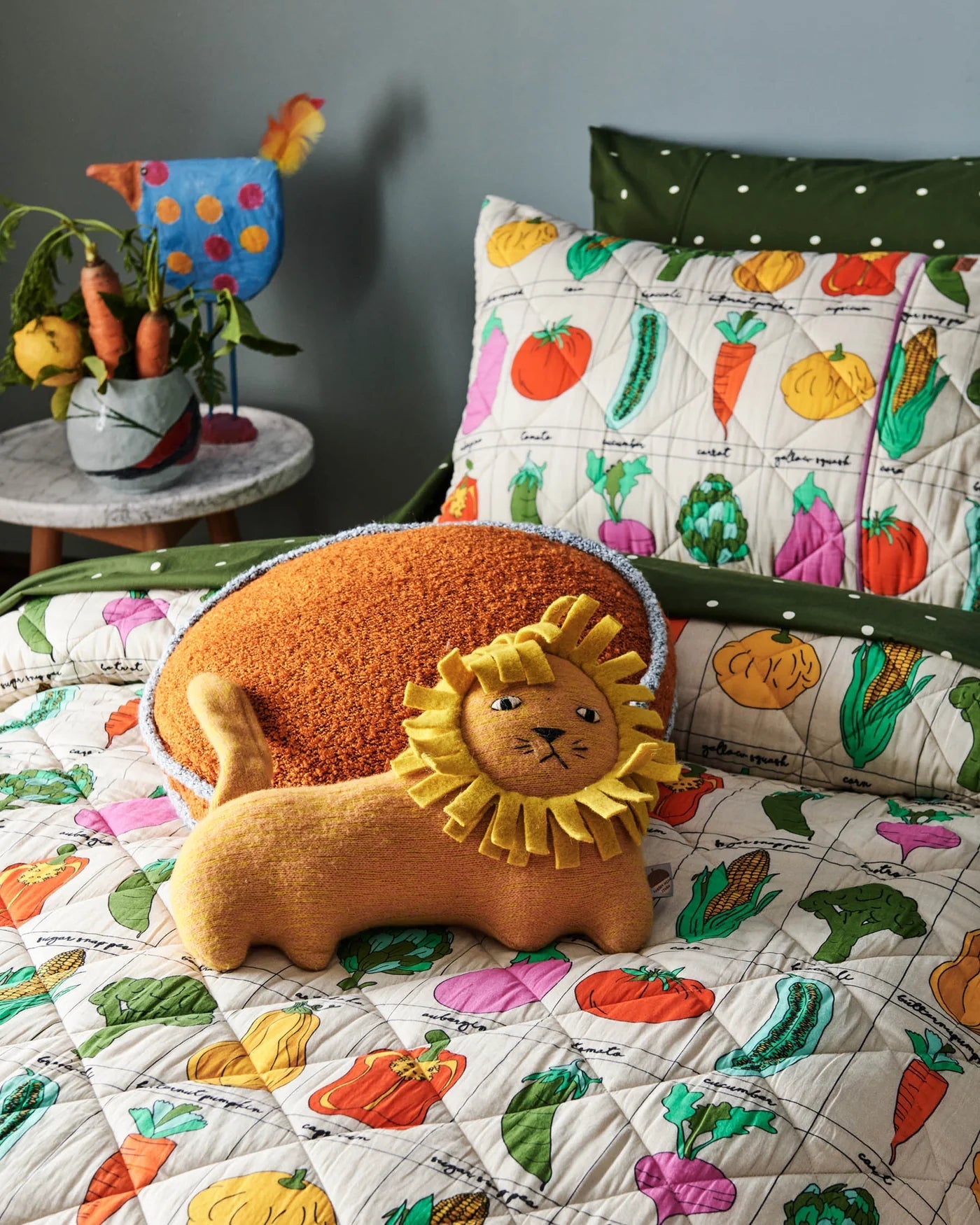 Otto's Corner Store - Vegie Box Organic Cotton Quilted Kids Bedspread Single