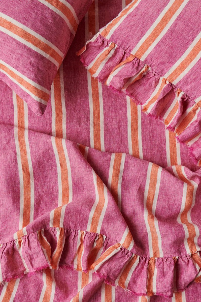 Otto's Corner Store - Wildberry Stripe Ruffle Flat Sheet