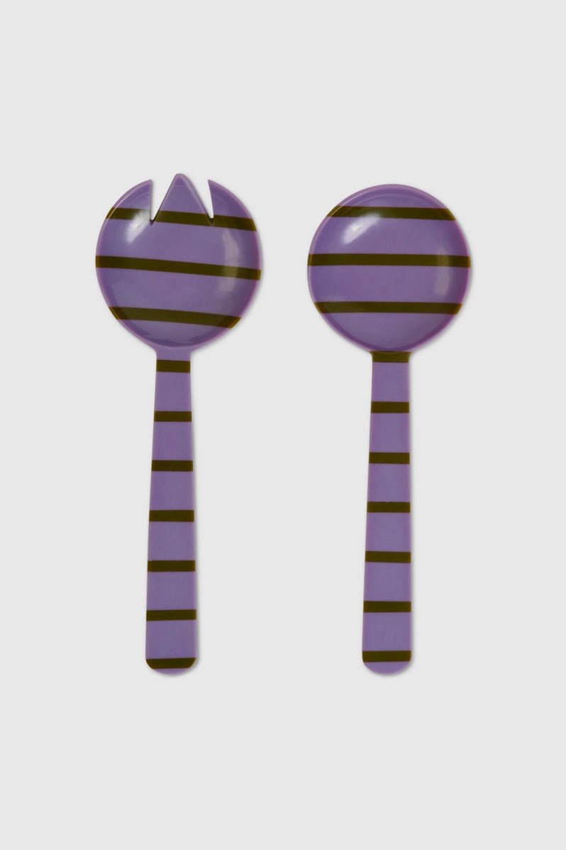 Otto's Corner Store - Wisteria Lane Stripe Resin Salad Servers