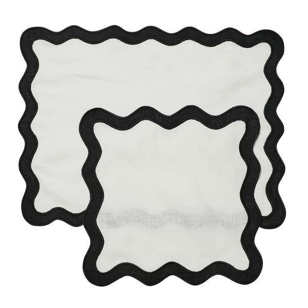 Otto's Corner Store - Black Scalloped Edge Napkin & Placemat Set - Set of 4
