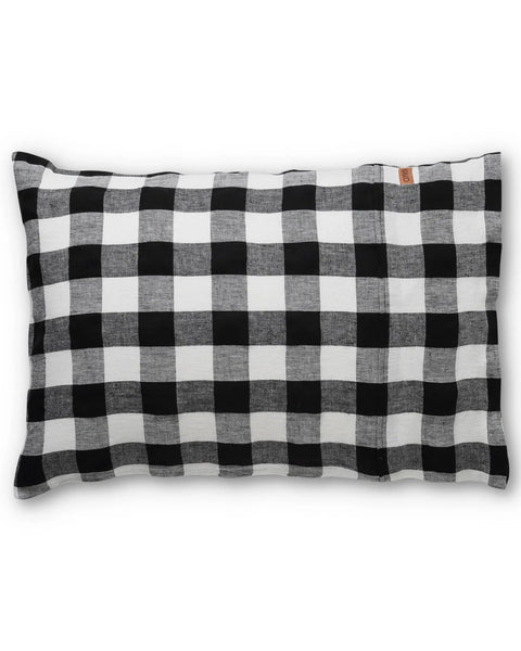 Otto's Corner Store - Black & White Gingham Linen Pillowcases - 2 Piece Set