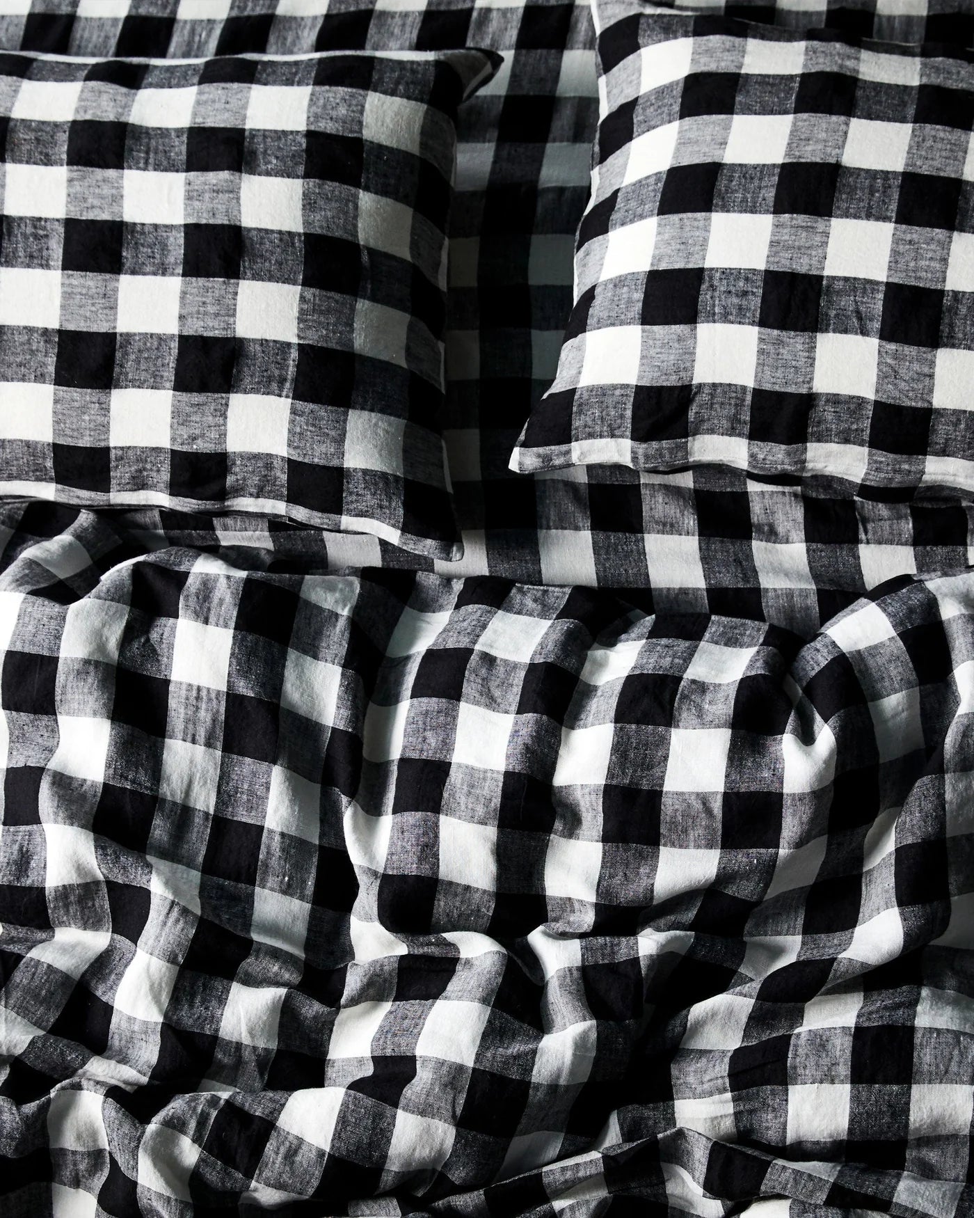 Otto's Corner Store - Black & White Gingham Linen Pillowcases - 2 Piece Set