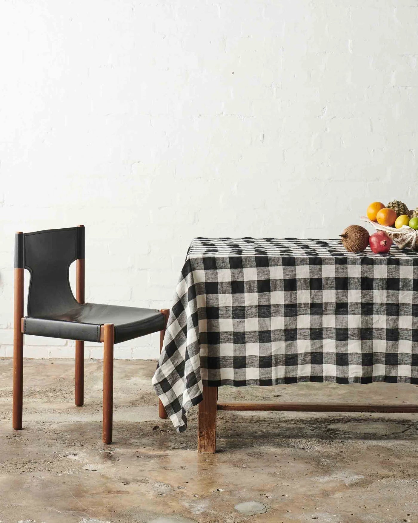 Otto's Corner Store - Black & White Gingham Linen Tablecloth