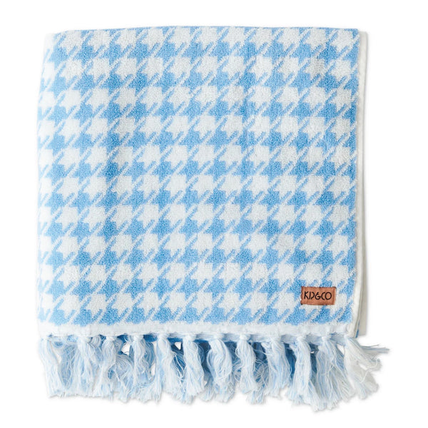 Otto's Corner Store - Houndstooth Blue Terry Bath Sheet / Beach Towel