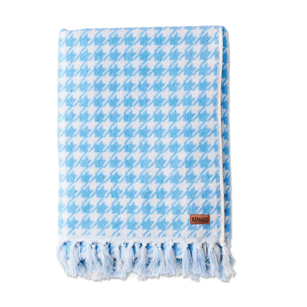 Otto's Corner Store - Houndstooth Blue Terry Bath Towel