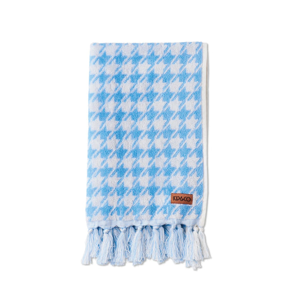 Otto's Corner Store - Houndstooth Blue Terry Hand Towel