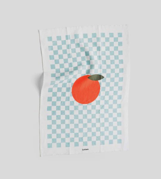 Otto's Corner Store - Lettuce | Tea Towel | Micro Checkers Orange