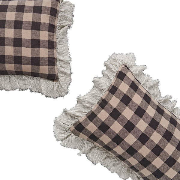 Otto's Corner Store - Licorice Gingham Full Ruffle Pillowcase Set