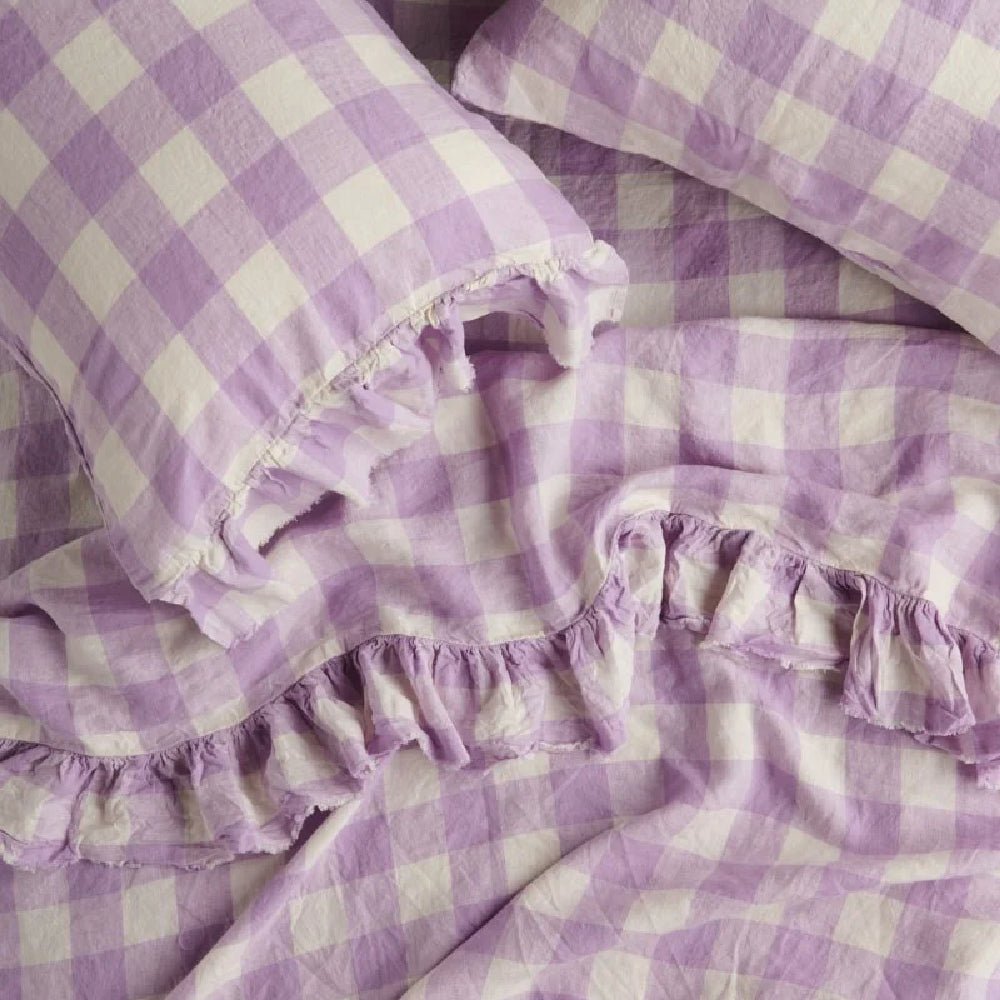 Otto's Corner Store - Lilac Gingham Ruffle Flat Sheet