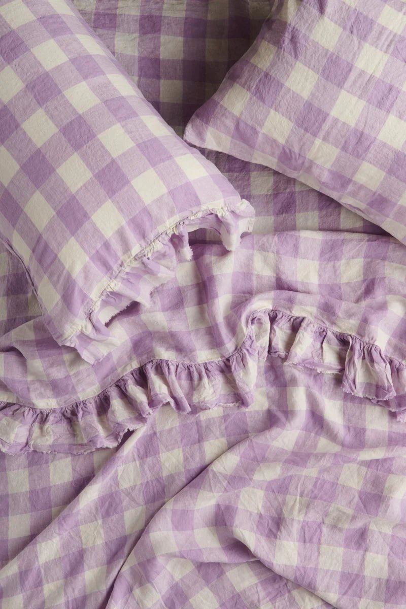 Otto's Corner Store - Lilac Gingham Ruffle Flat Sheet