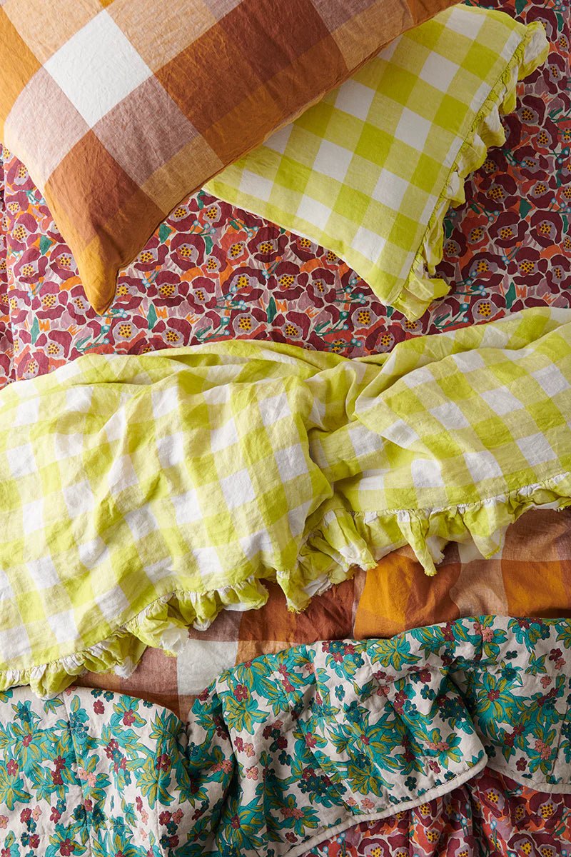 Otto's Corner Store - Limoncello Gingham Ruffle Flat Sheet