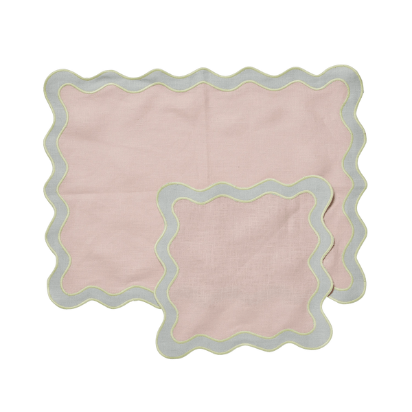 Otto's Corner Store - Pale Pink and Seafoam Placemats and Cocktail Napkins - Set of 4