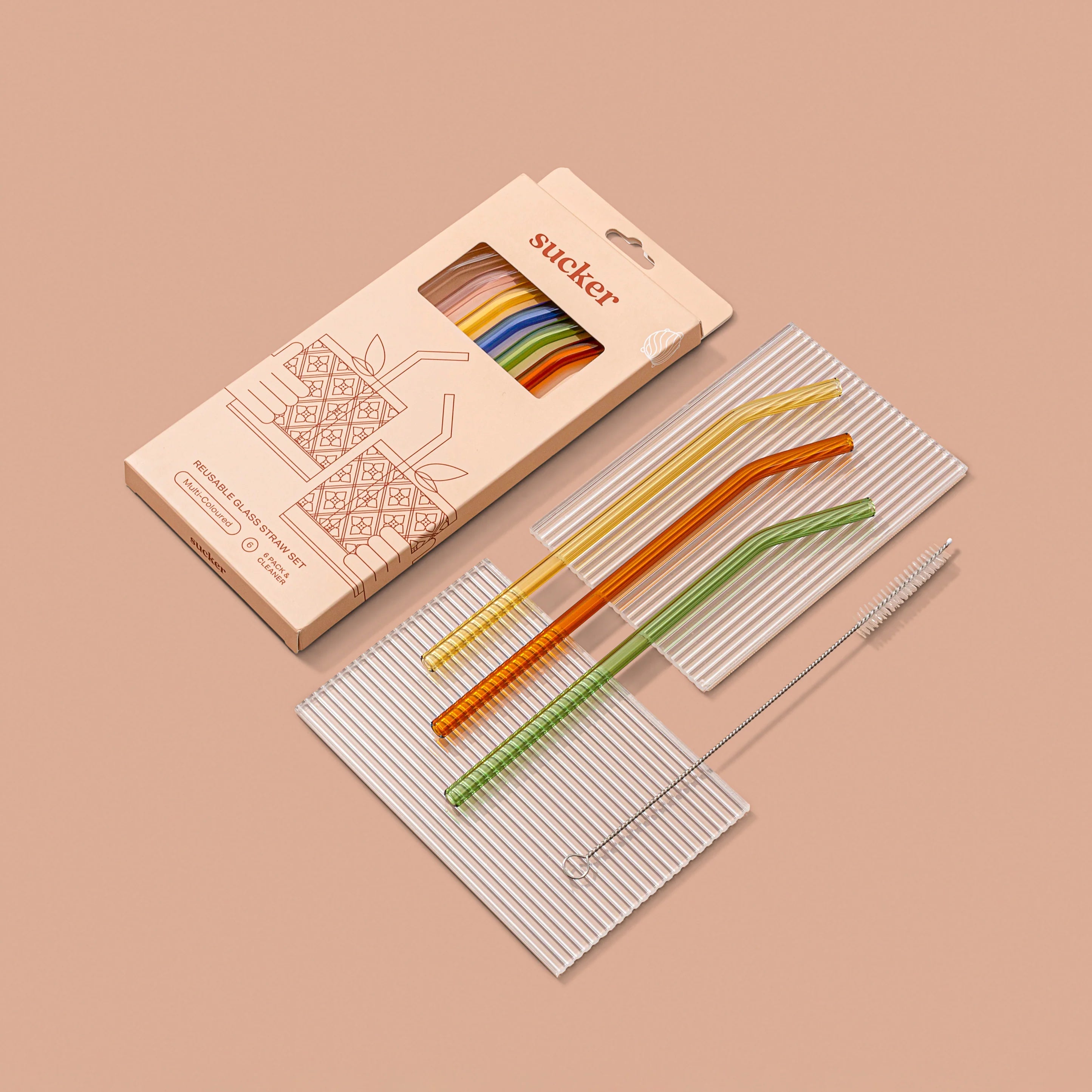 Otto's Corner Store - Reusable Glass Drinking Straws - Multi-colour