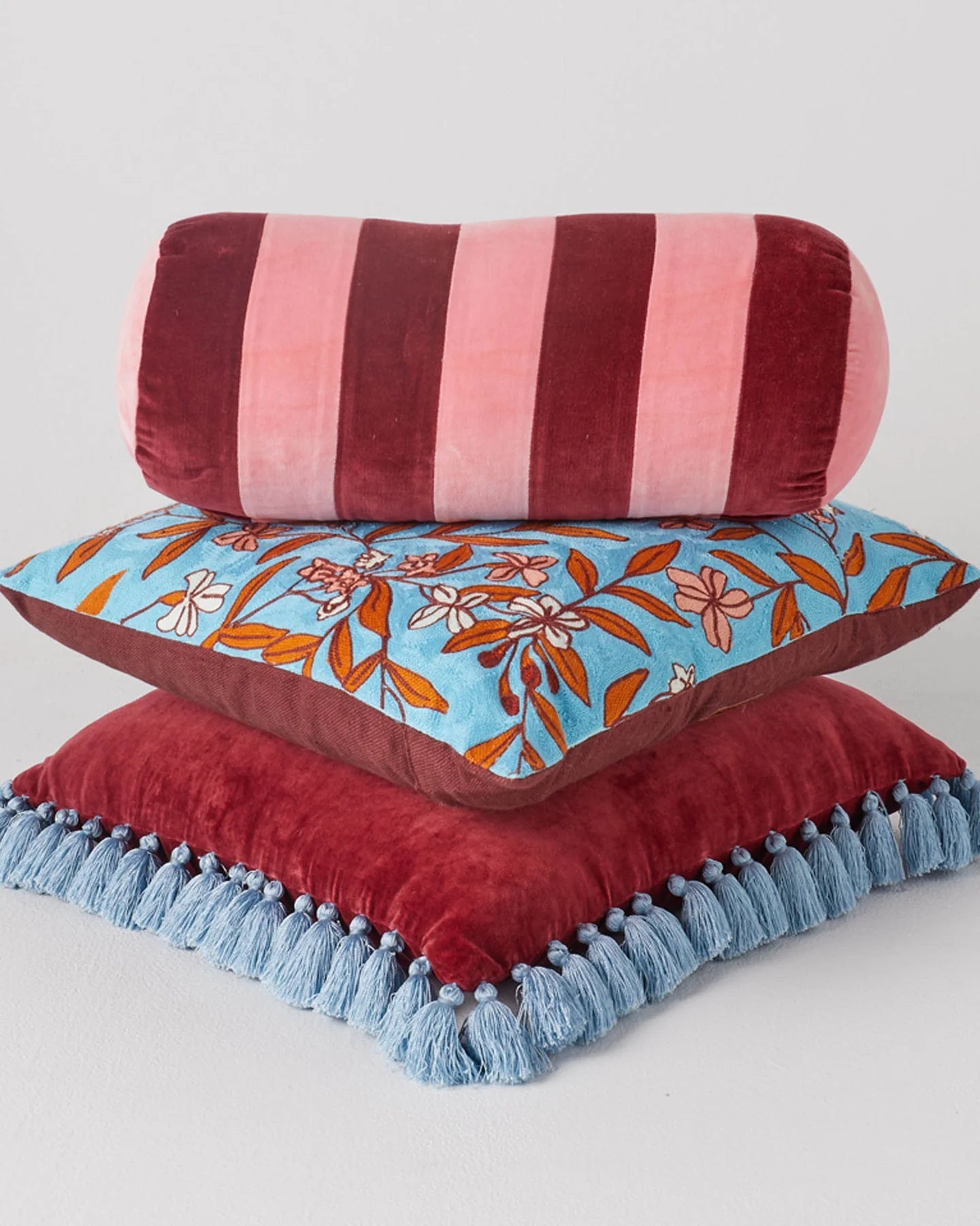 Otto's Corner Store - Rhubarb Pie Velvet Bolster Cushion