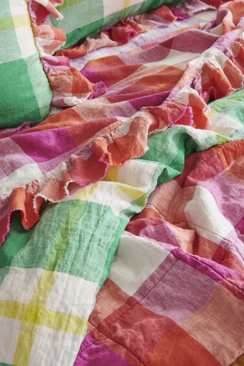 Otto's Corner Store - Sherbet Check Ruffle Flat Sheet